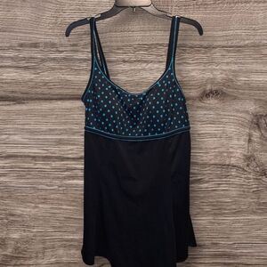 Black and Blue Polka Dot Swimsuit Dress